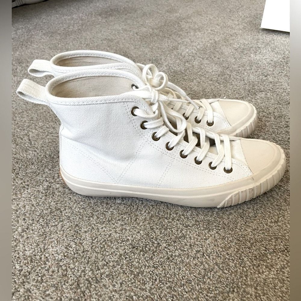 J.Crew -‎ Classic High-Top Sneakers Upper Cloth & Rubber Sole - Cream - Size 6.5 - Picture 3 of 11